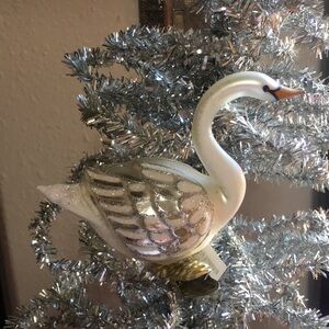 Neiman Marcus Glass Swan Christmas Ornament